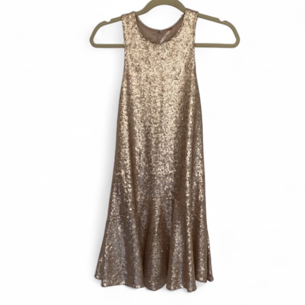 NWT Free People Champagne Fully Sequined Sleeveless Mini Dress
